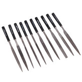 10 limas de aguja de 5 × 180 mm con mango de plástico y acero al carbono.
